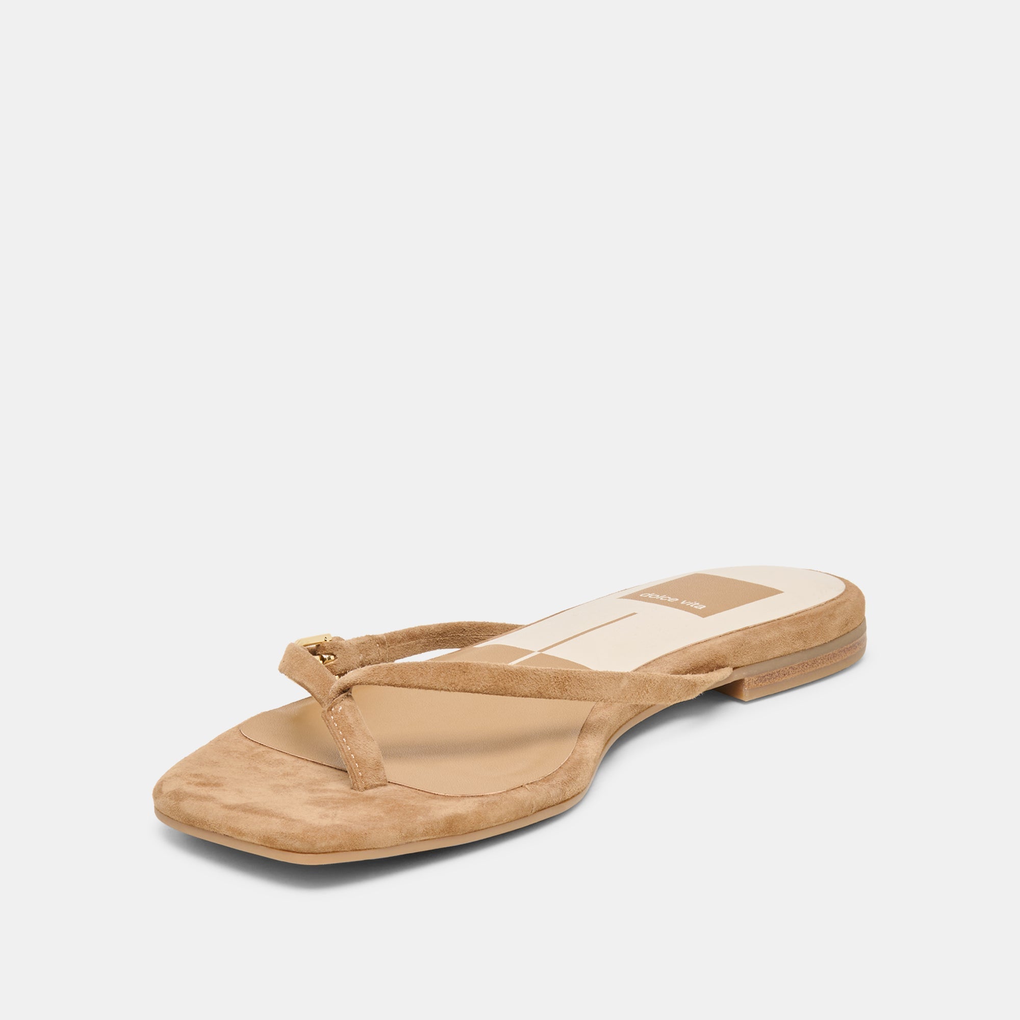 MALTA Lt Brown Suede Buckle Flip-Flop Sandals / Dolce Vita