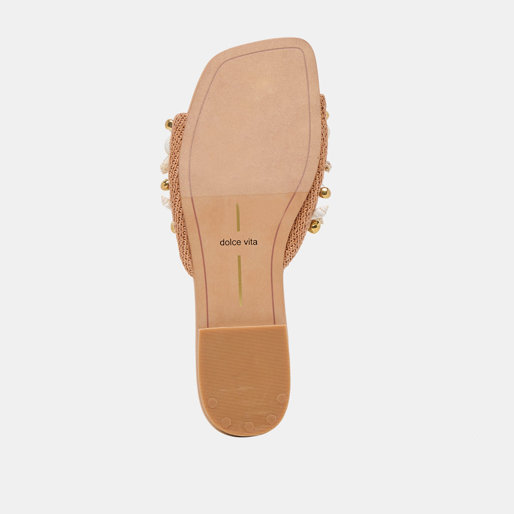 Lizza Toffee Beaded Raffia Sandals / Dolce Vita