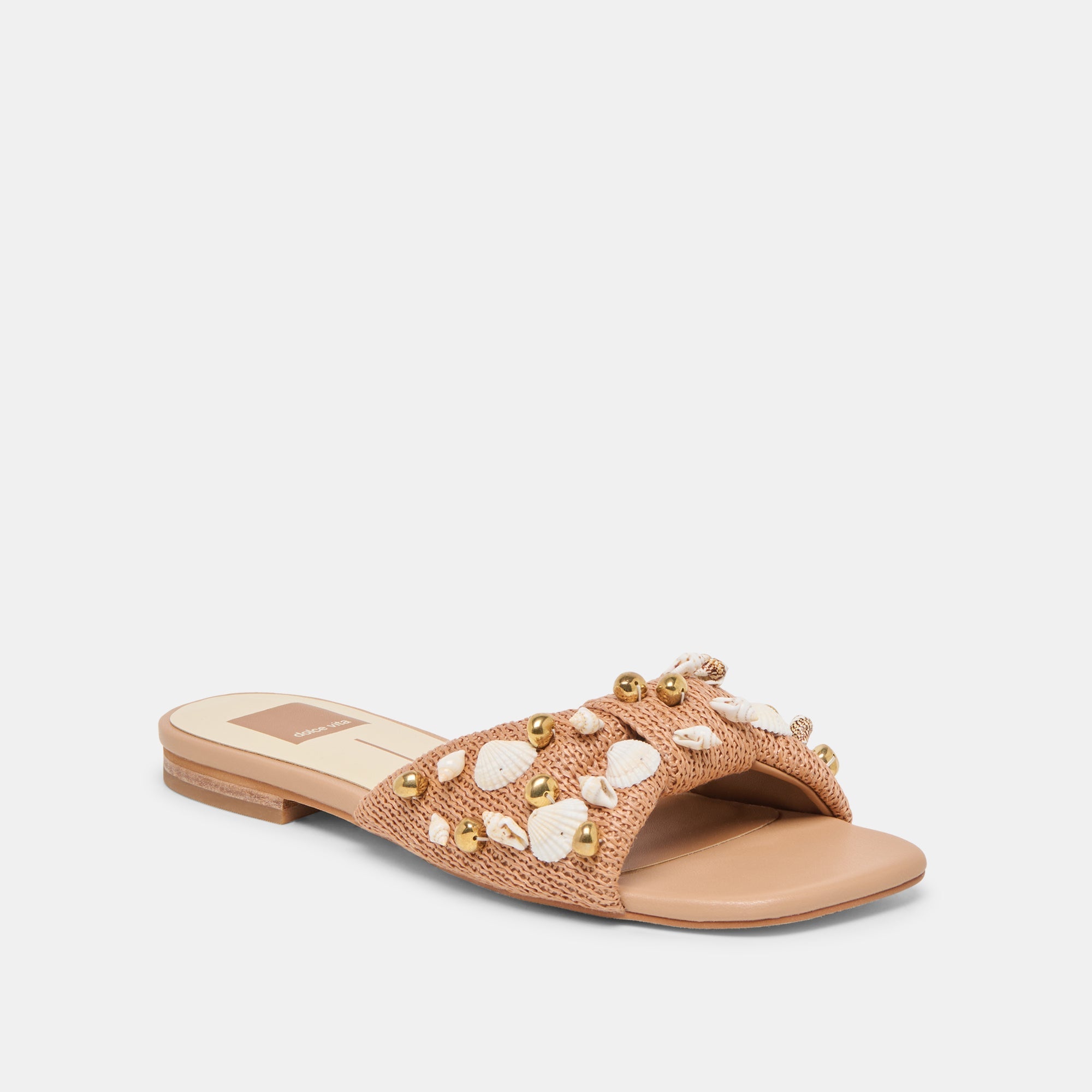 Lizza Toffee Beaded Raffia Sandals / Dolce Vita