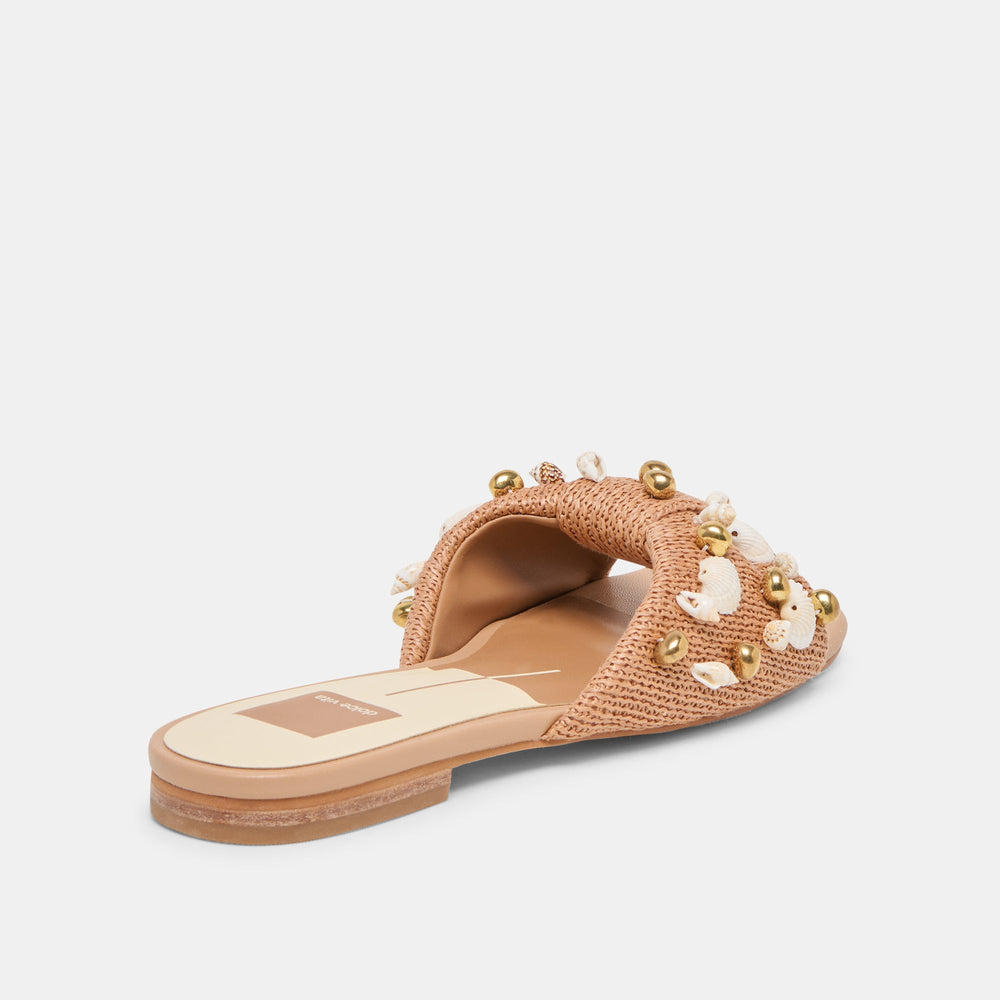 Lizza Toffee Beaded Raffia Sandals / Dolce Vita
