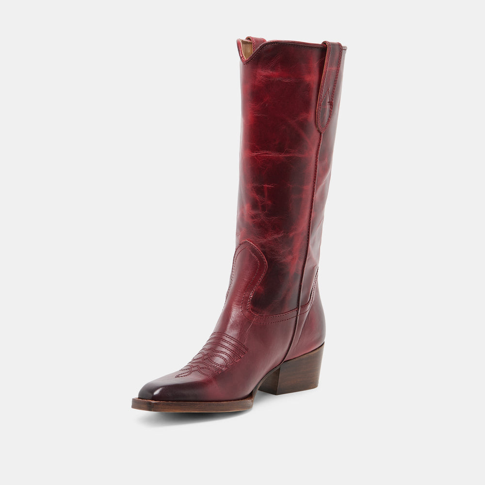 VIGLA Garnet Leather Pointed-Toe Western Boots / Dolce Vita