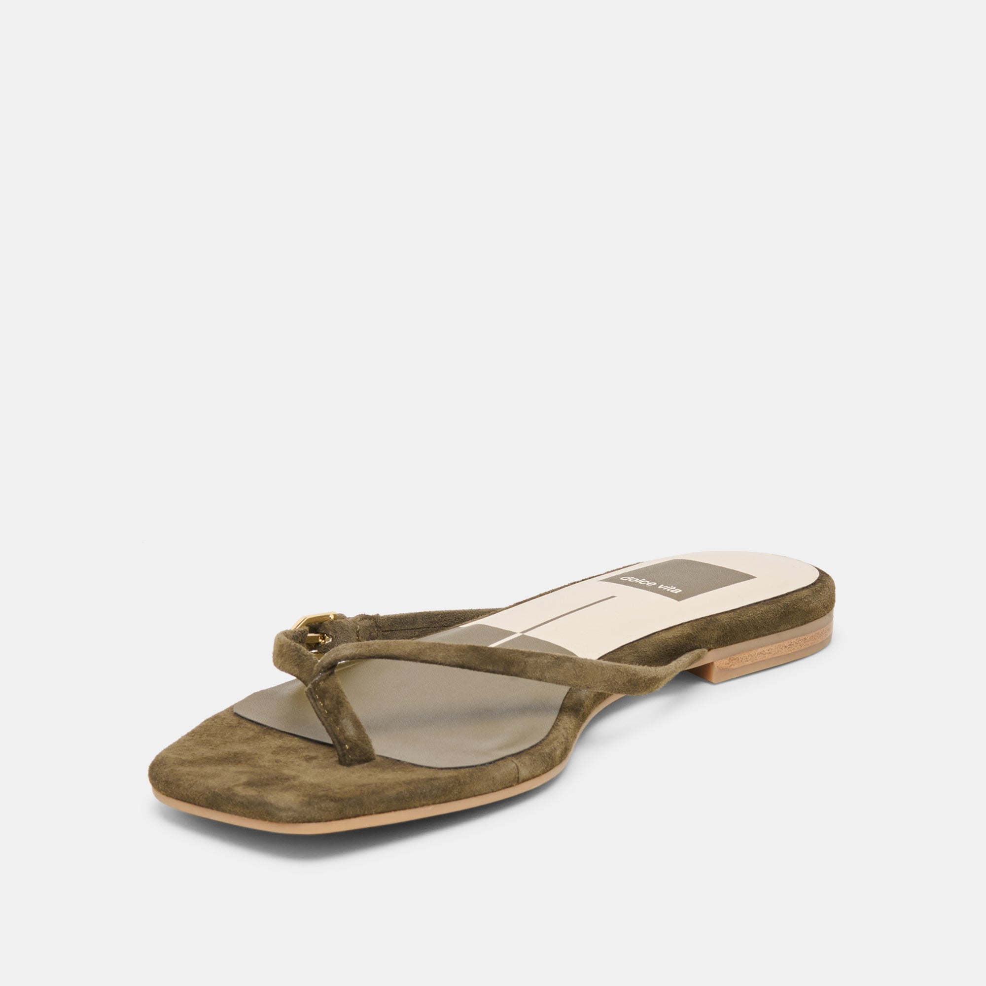 MALTA Dk Olive Suede Buckle Flip-Flop Sandals / Dolce Vita