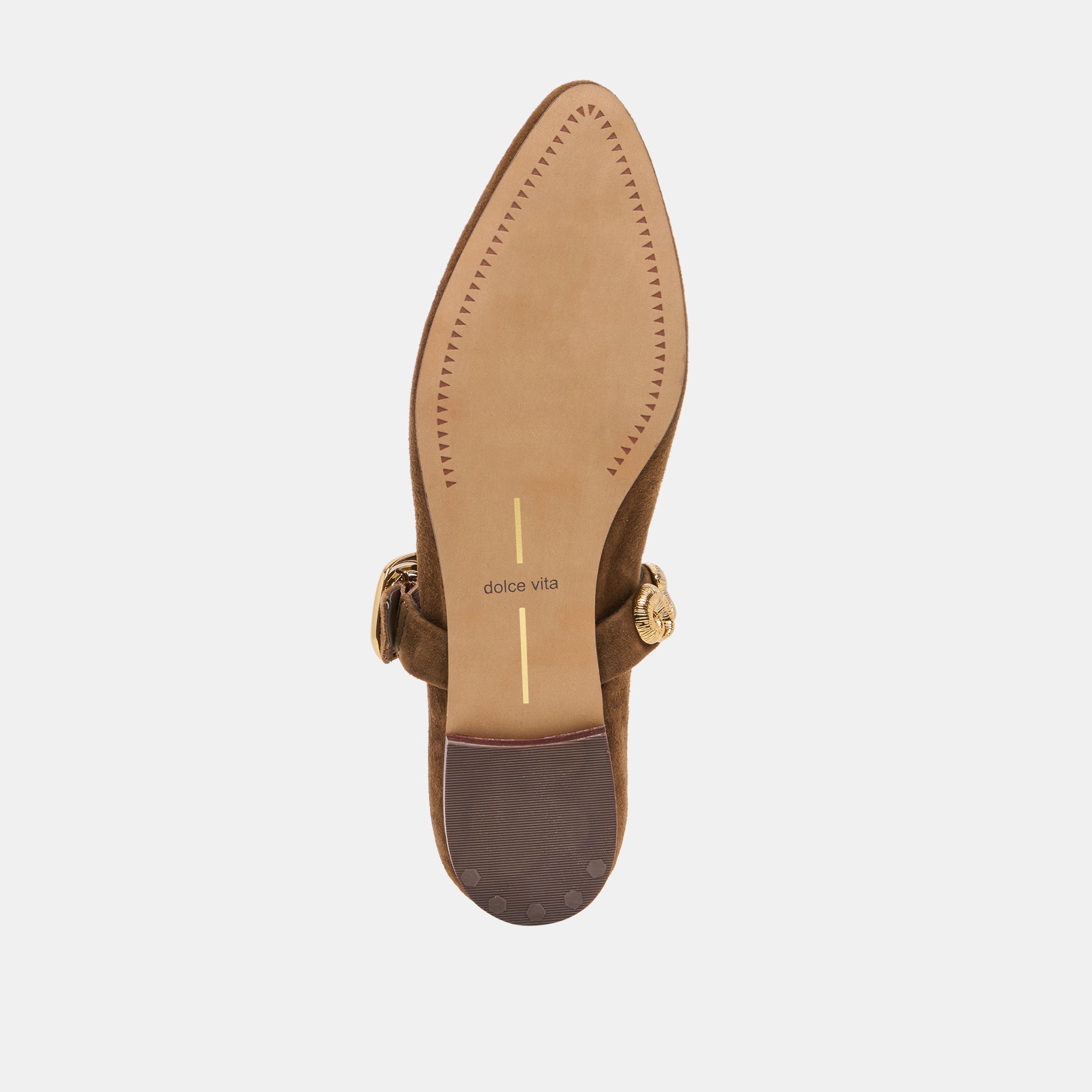 LOREE Chesnut Suede Mary-Jane Metal Detail Ballet Flats / Dolce Vita