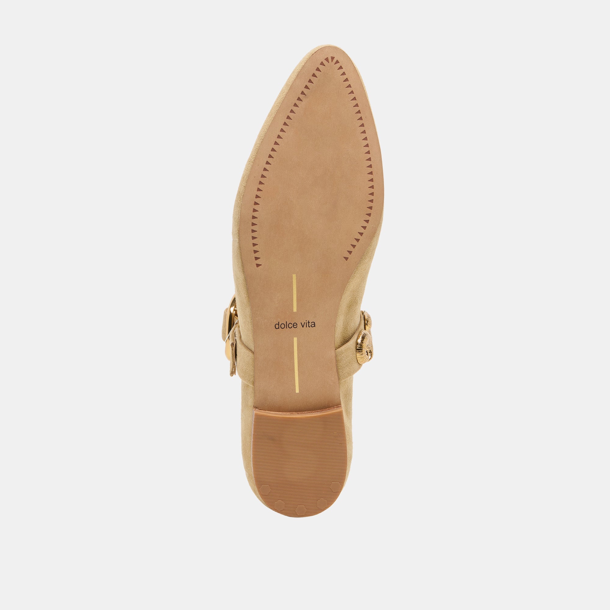 LOREE Desert Taupe Suede Mary-Jane Metal Detail Ballet Flats / Dolce Vita