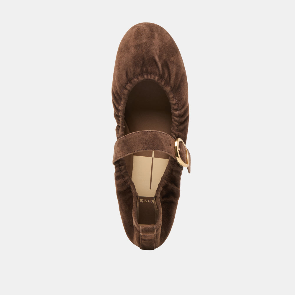 Caely Dk Brown Suede Ballet Flats / Dolce Vita