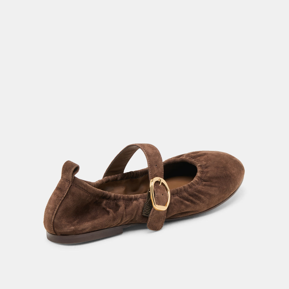 Caely Dk Brown Suede Ballet Flats / Dolce Vita