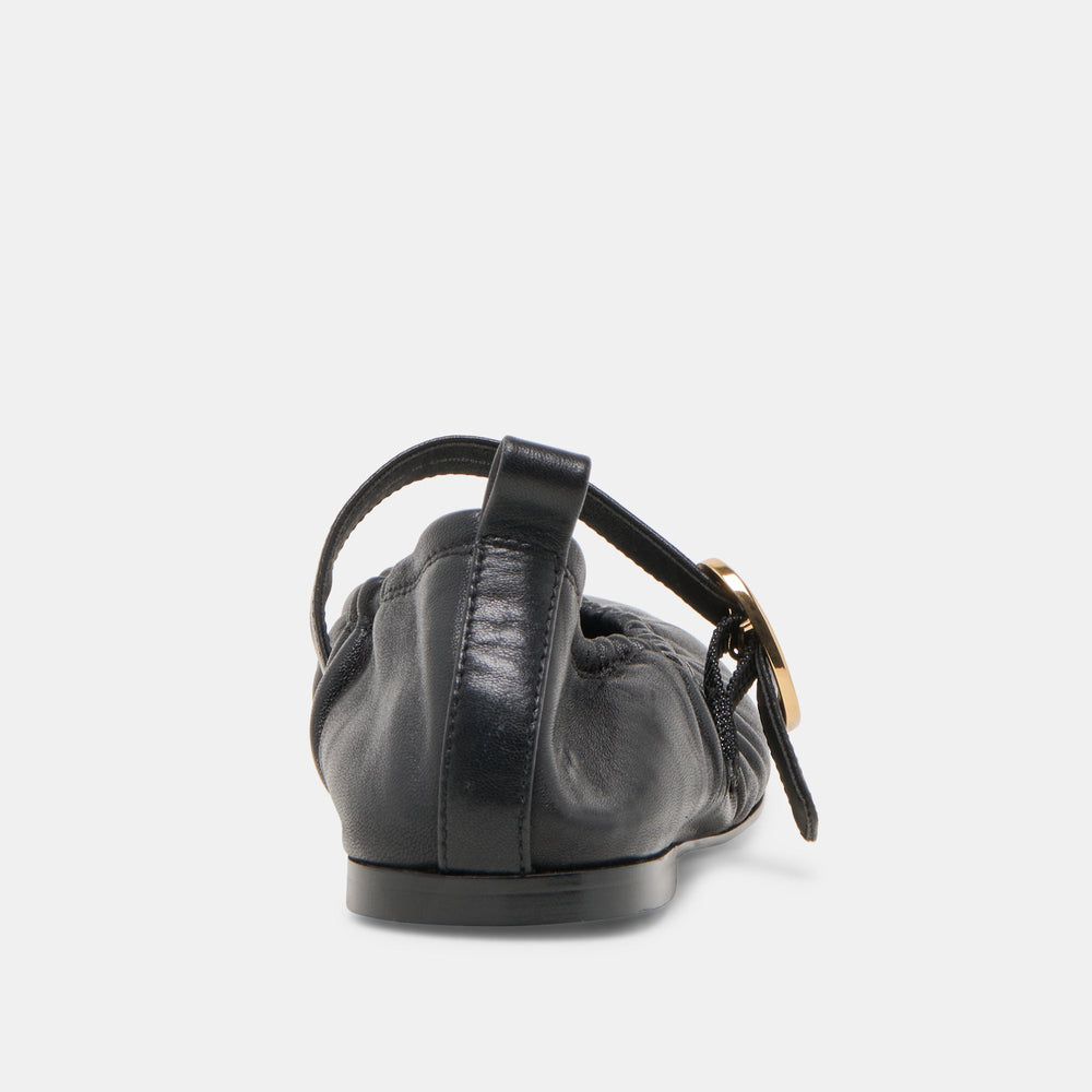 Caely Black Leather Ballet Flats / Dolce Vita