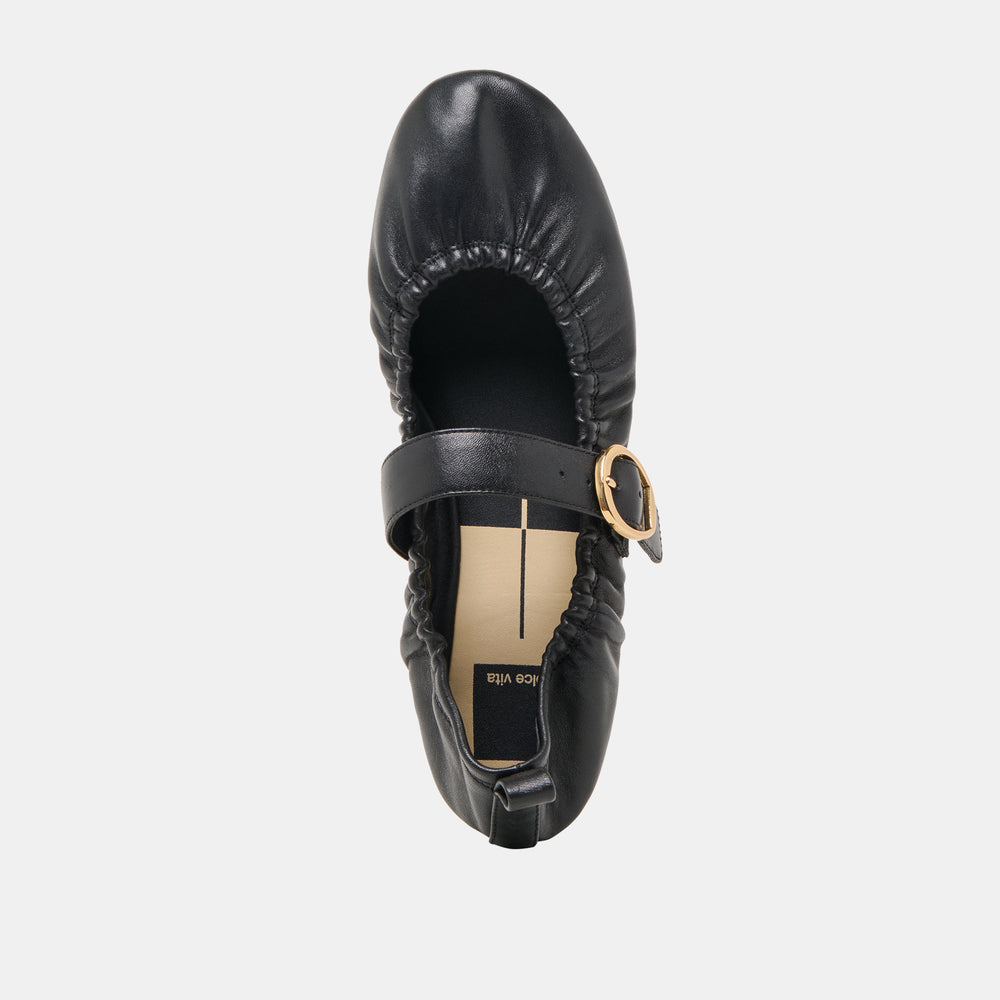 Caely Black Leather Ballet Flats / Dolce Vita