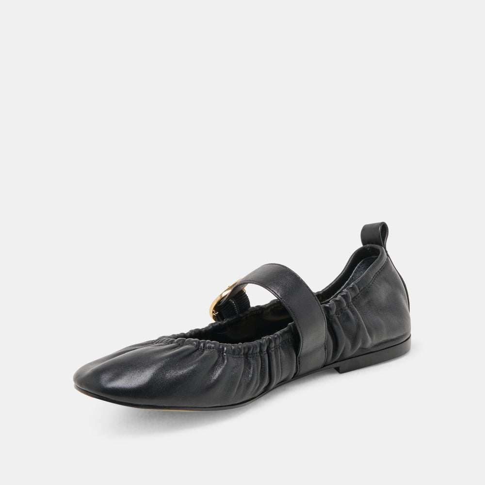 Caely Black Leather Ballet Flats / Dolce Vita
