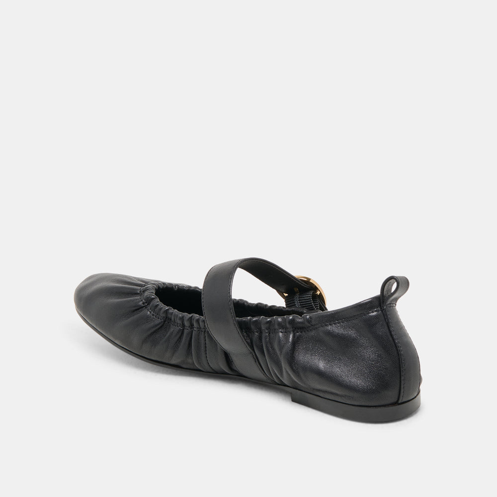 Caely Black Leather Ballet Flats / Dolce Vita