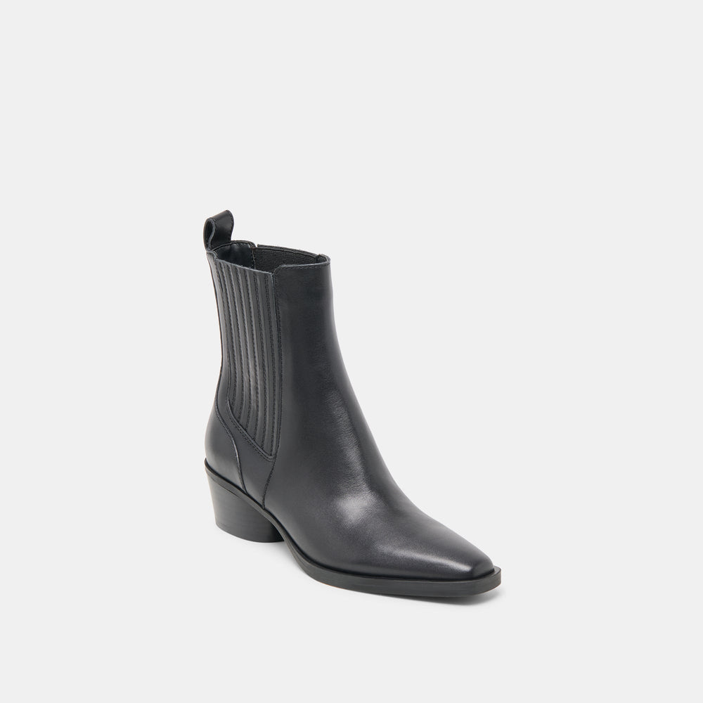 Faint H2O Waterproof Black Leather Booties / Dolce Vita