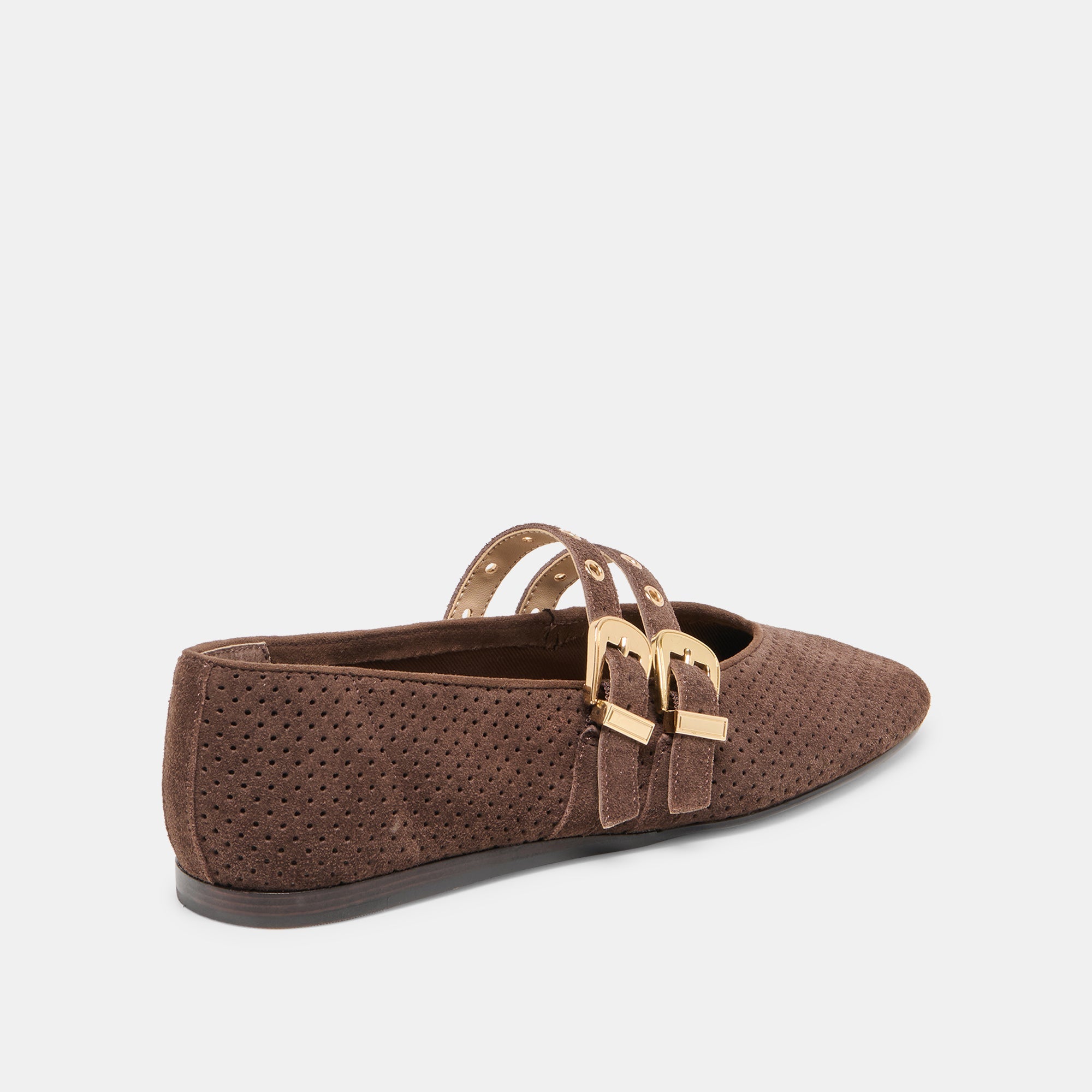 Baylee Grommet Dk Brown Perforated Suede Ballet Flats / Dolce Vita