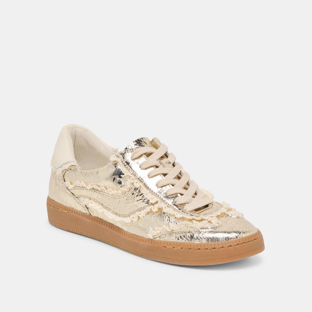 Notice Lace Platinum Distressed Leather Sneakers / Dolce Vita