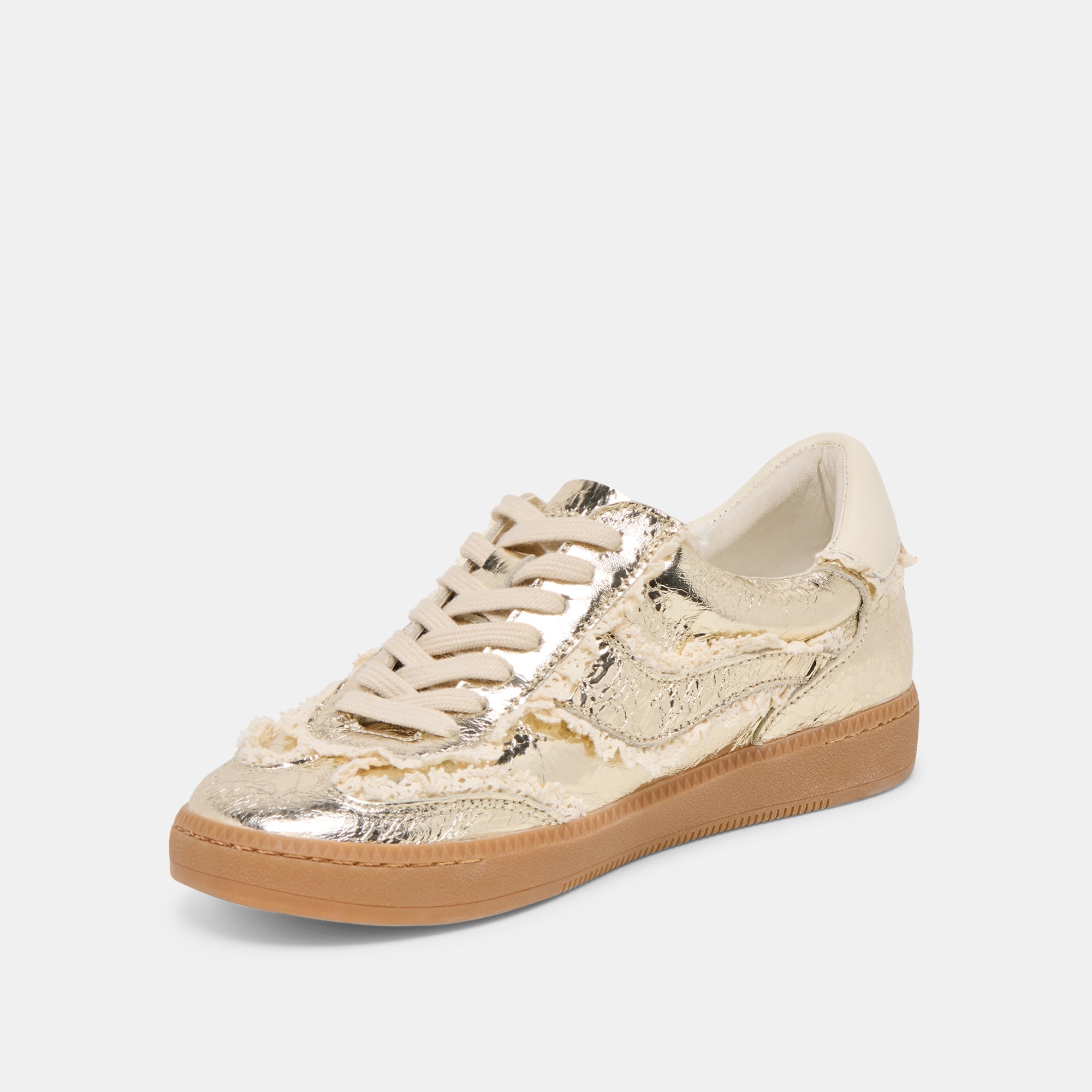 Notice Lace Platinum Distressed Leather Sneakers / Dolce Vita