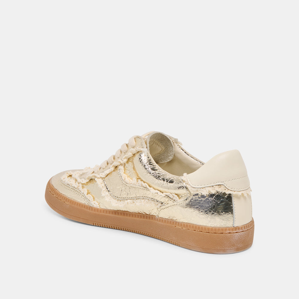 Notice Lace Platinum Distressed Leather Sneakers / Dolce Vita