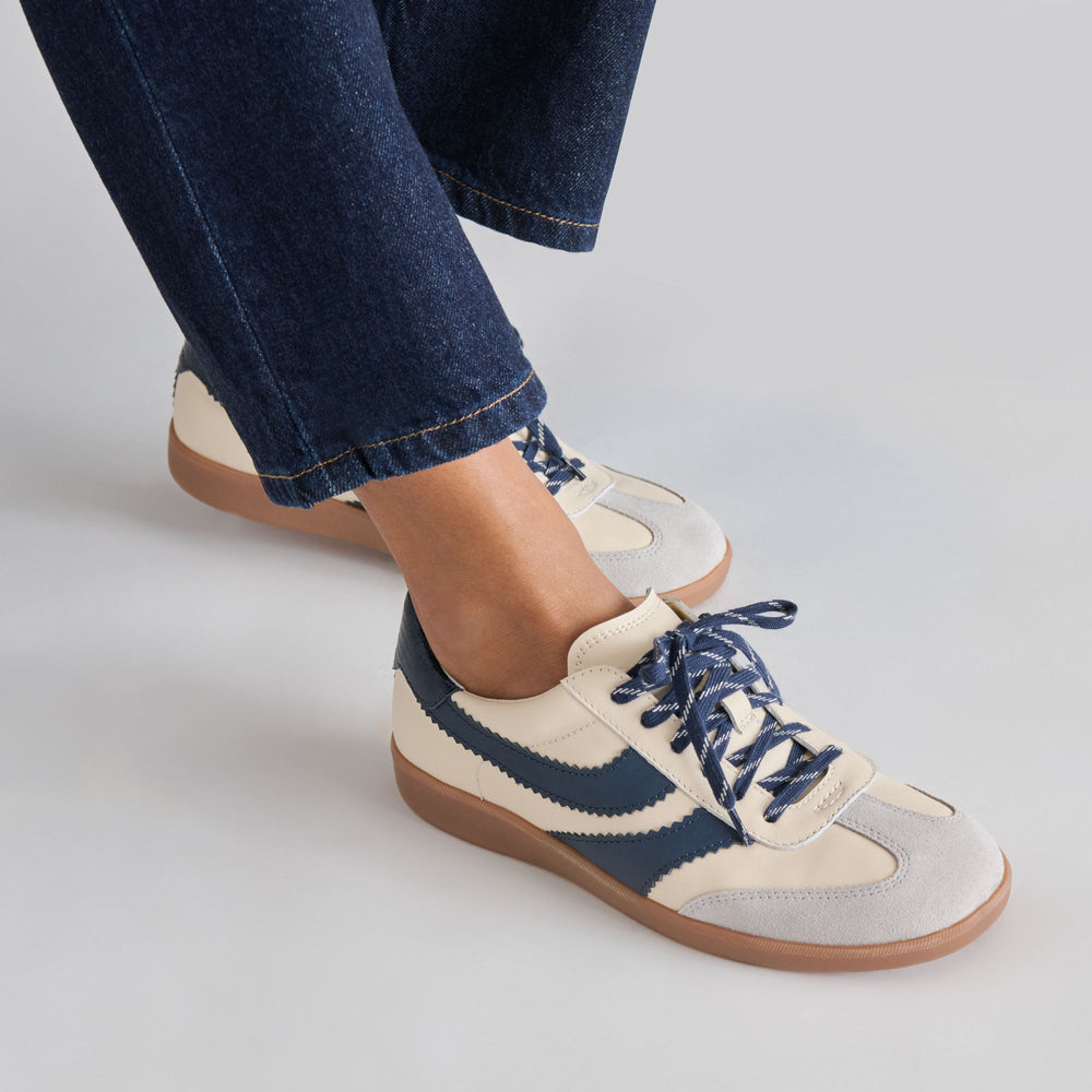 Merit White Navy Leather Sneakers / Dolce Vita