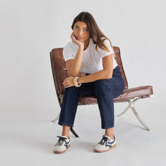 Merit White Navy Leather Sneakers / Dolce Vita