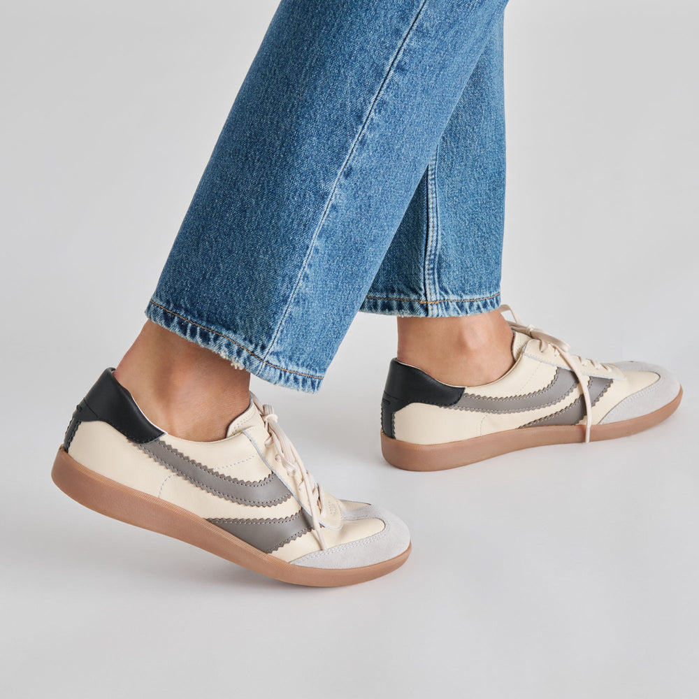 Merit White Grey Leather Sneakers / Dolce Vita