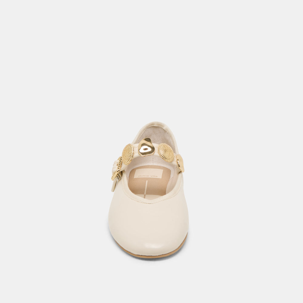 Relan Off White Leather Ballet Flats / Dolce Vita