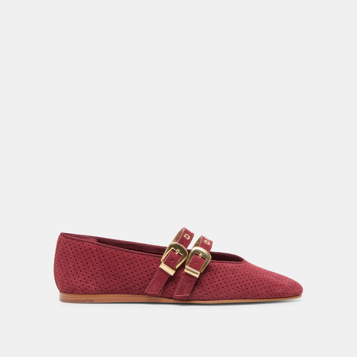 Baylee Grommet Oxblood Perforated Suede Ballet Flats / Dolce Vita