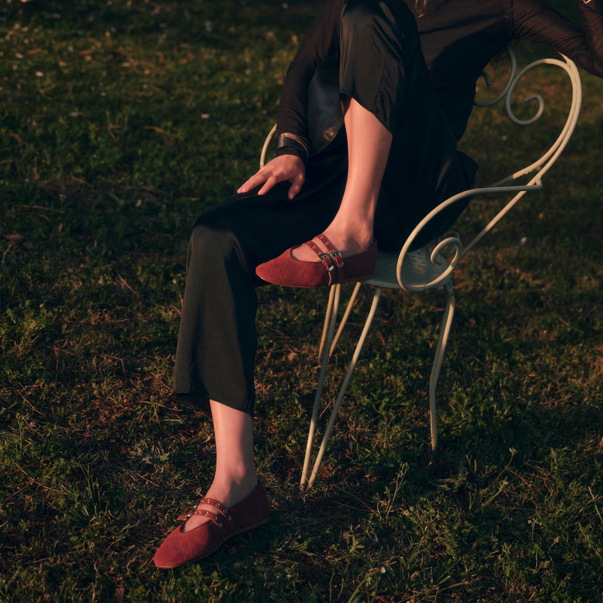 Baylee Grommet Oxblood Perforated Suede Ballet Flats / Dolce Vita