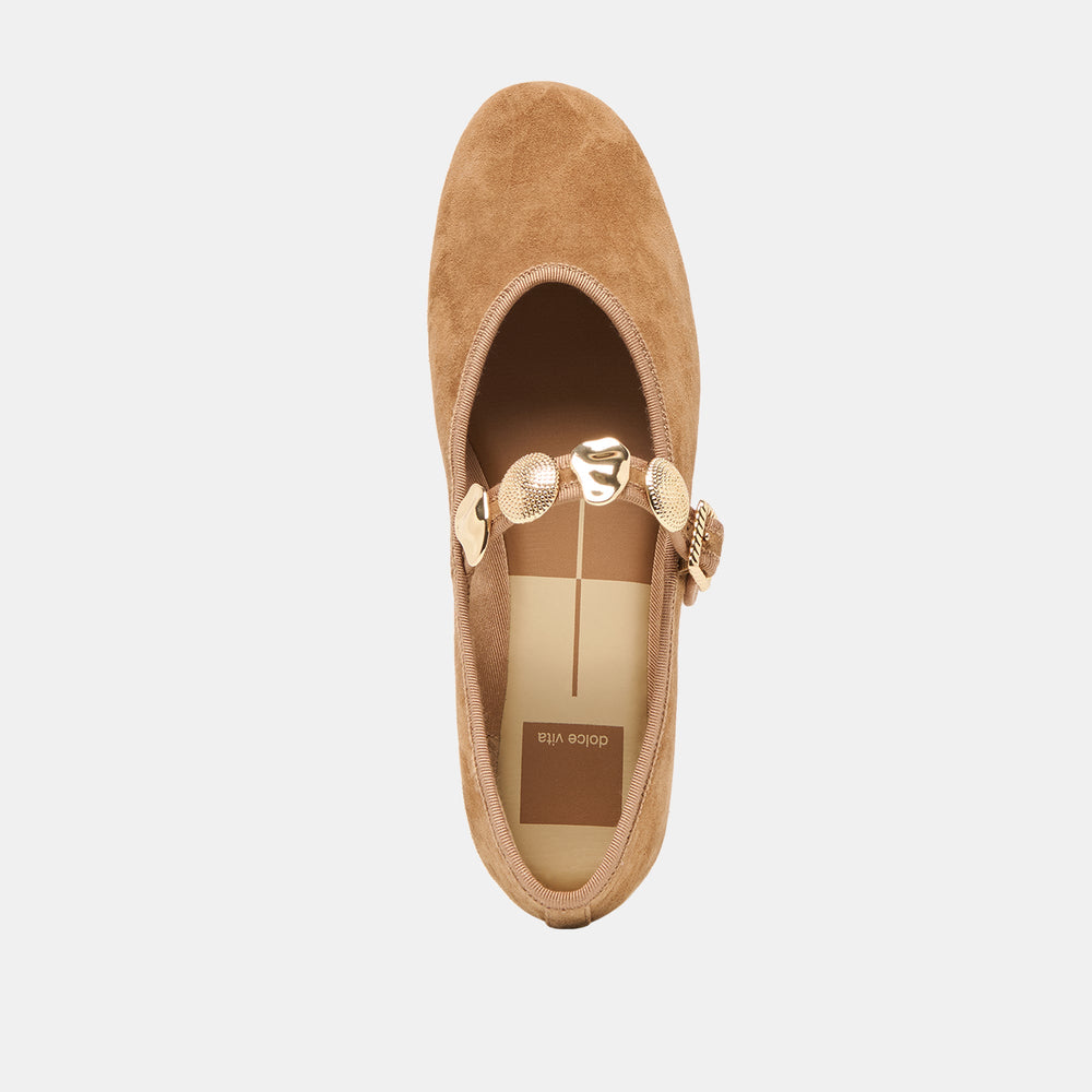 Relan Lt Brown Suede Ballet Flats / Dolce Vita