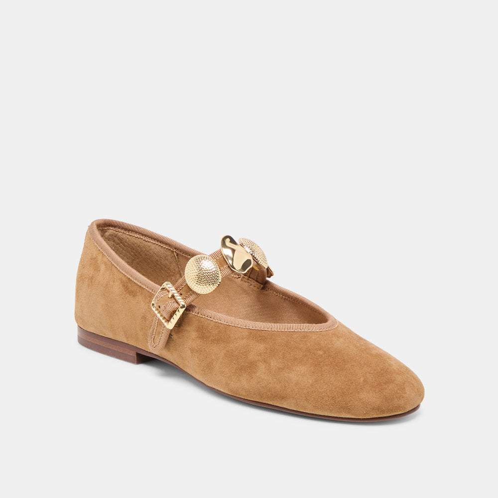 Relan Lt Brown Suede Ballet Flats / Dolce Vita