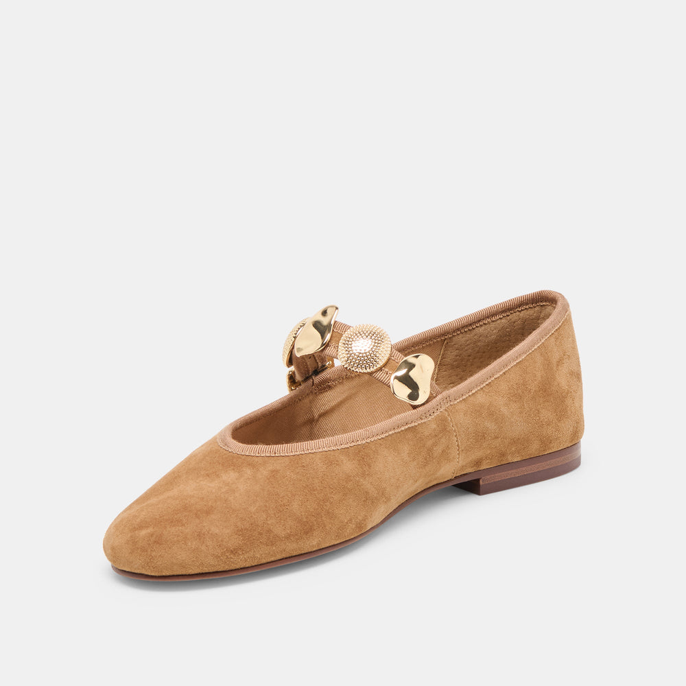 Relan Lt Brown Suede Ballet Flats / Dolce Vita