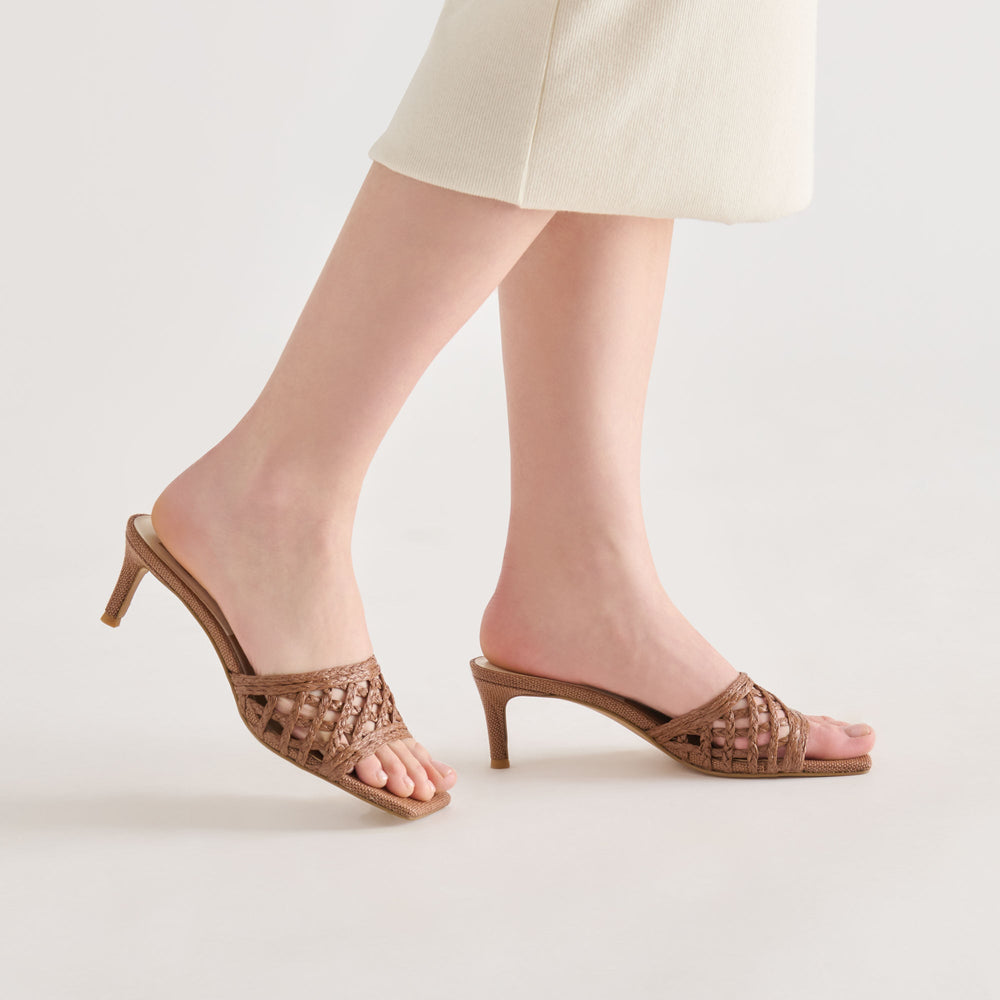 Bowen Cognac Raffia Heels / Dolce Vita