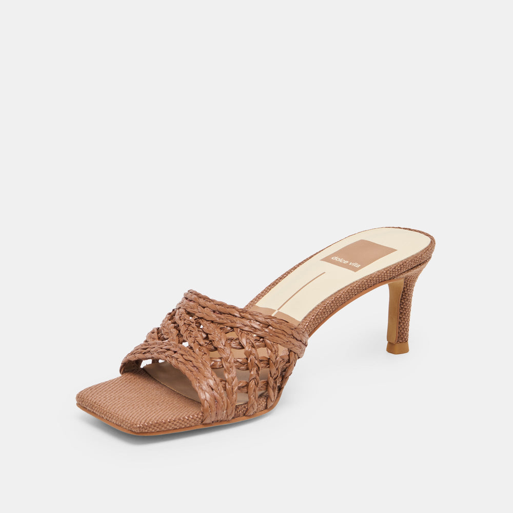 Bowen Cognac Raffia Heels / Dolce Vita