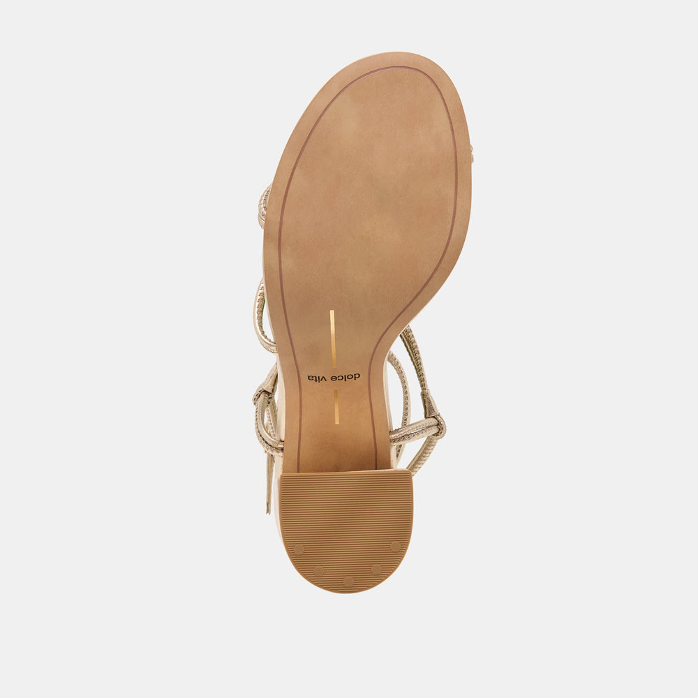 Fizzy Gold Leather Heels / Dolce Vita