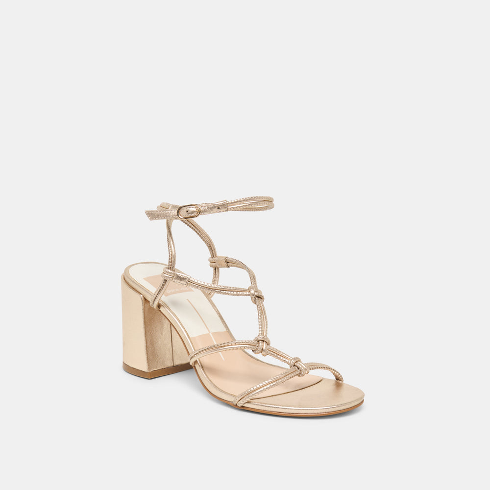 Fizzy Gold Leather Heels / Dolce Vita