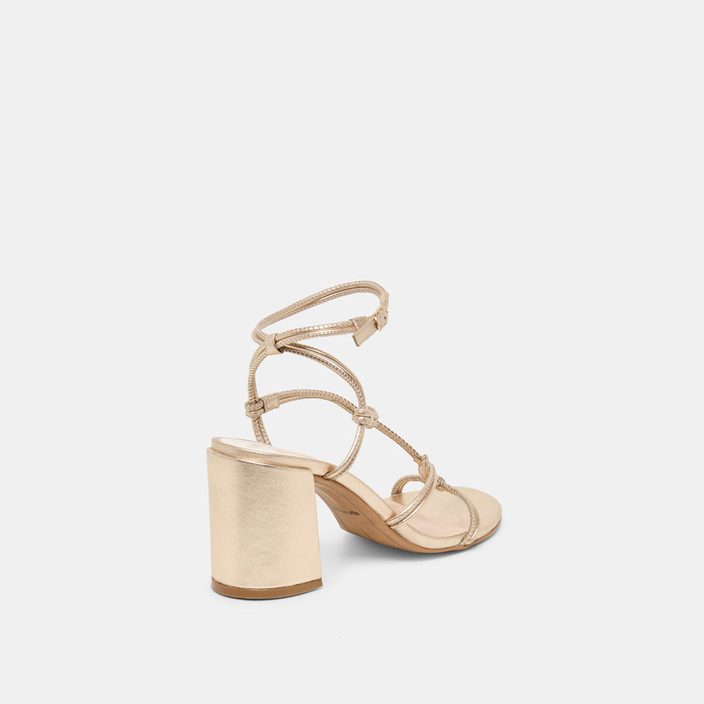 Fizzy Gold Leather Heels / Dolce Vita