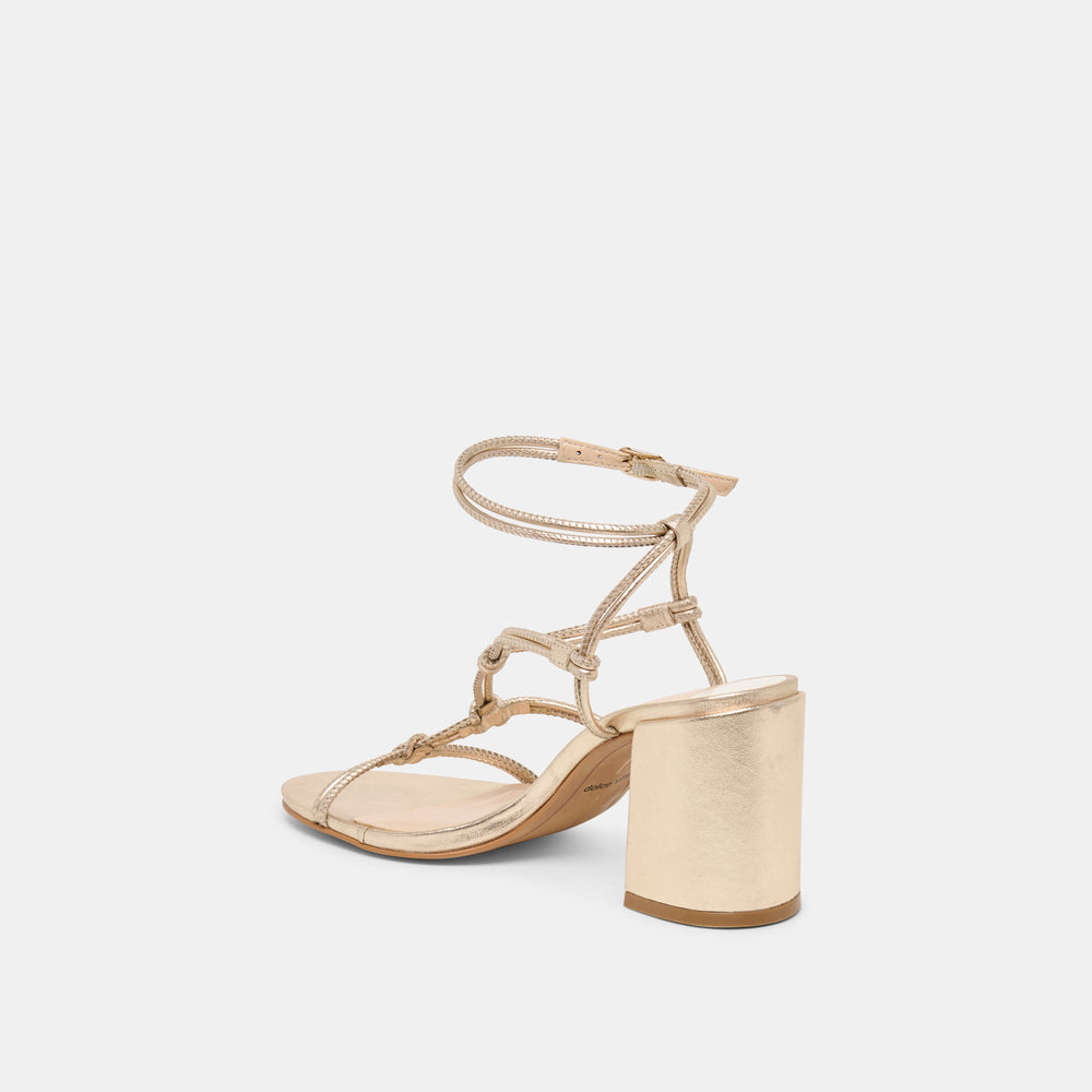 Fizzy Gold Leather Heels / Dolce Vita