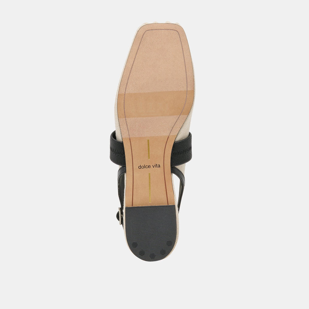 Grifan Natural Black Linen Flats / Dolce Vita