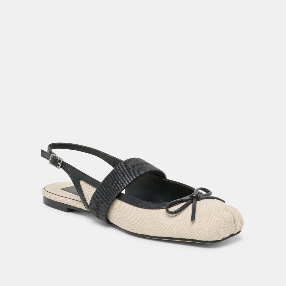 Grifan Natural Black Linen Flats / Dolce Vita