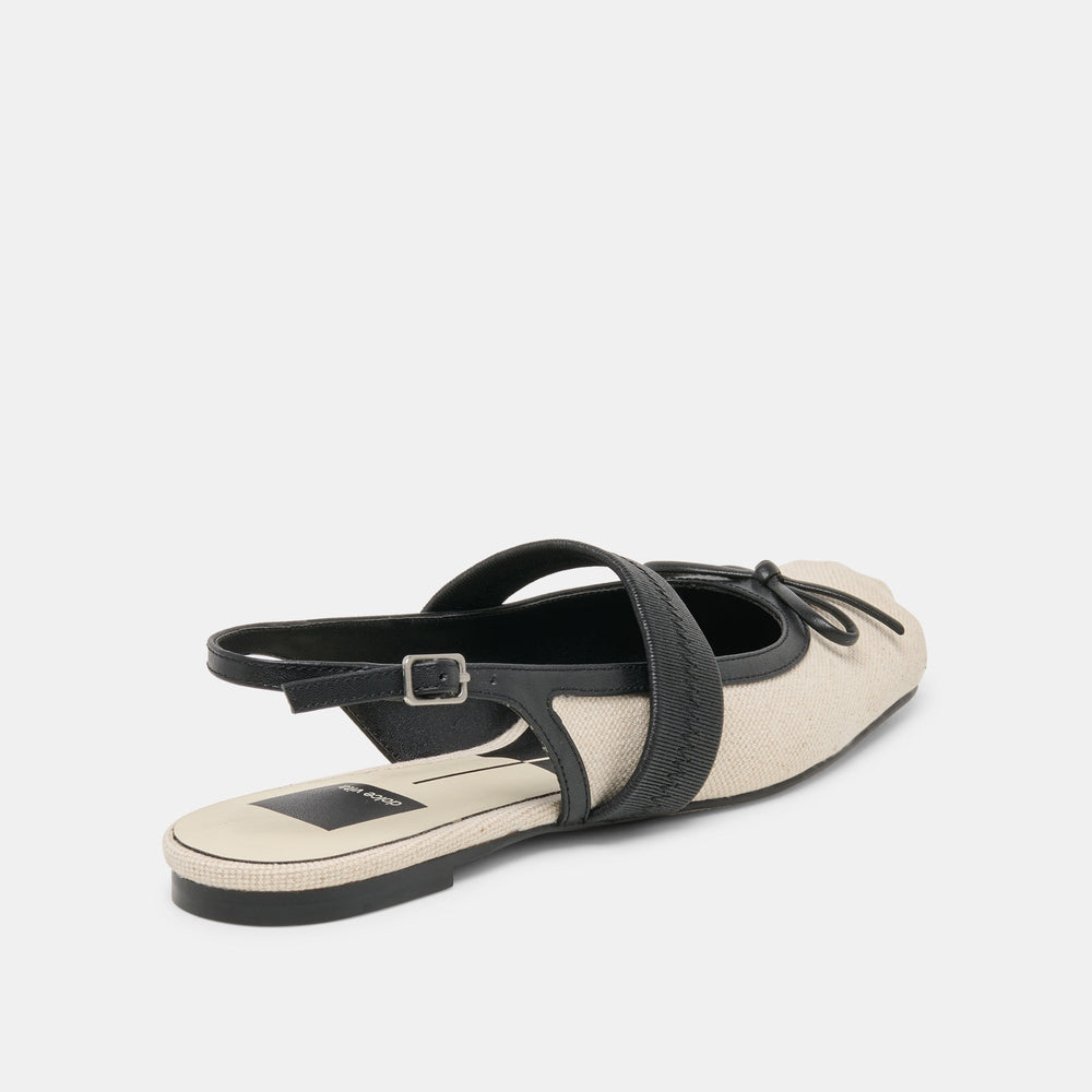 Grifan Natural Black Linen Flats / Dolce Vita