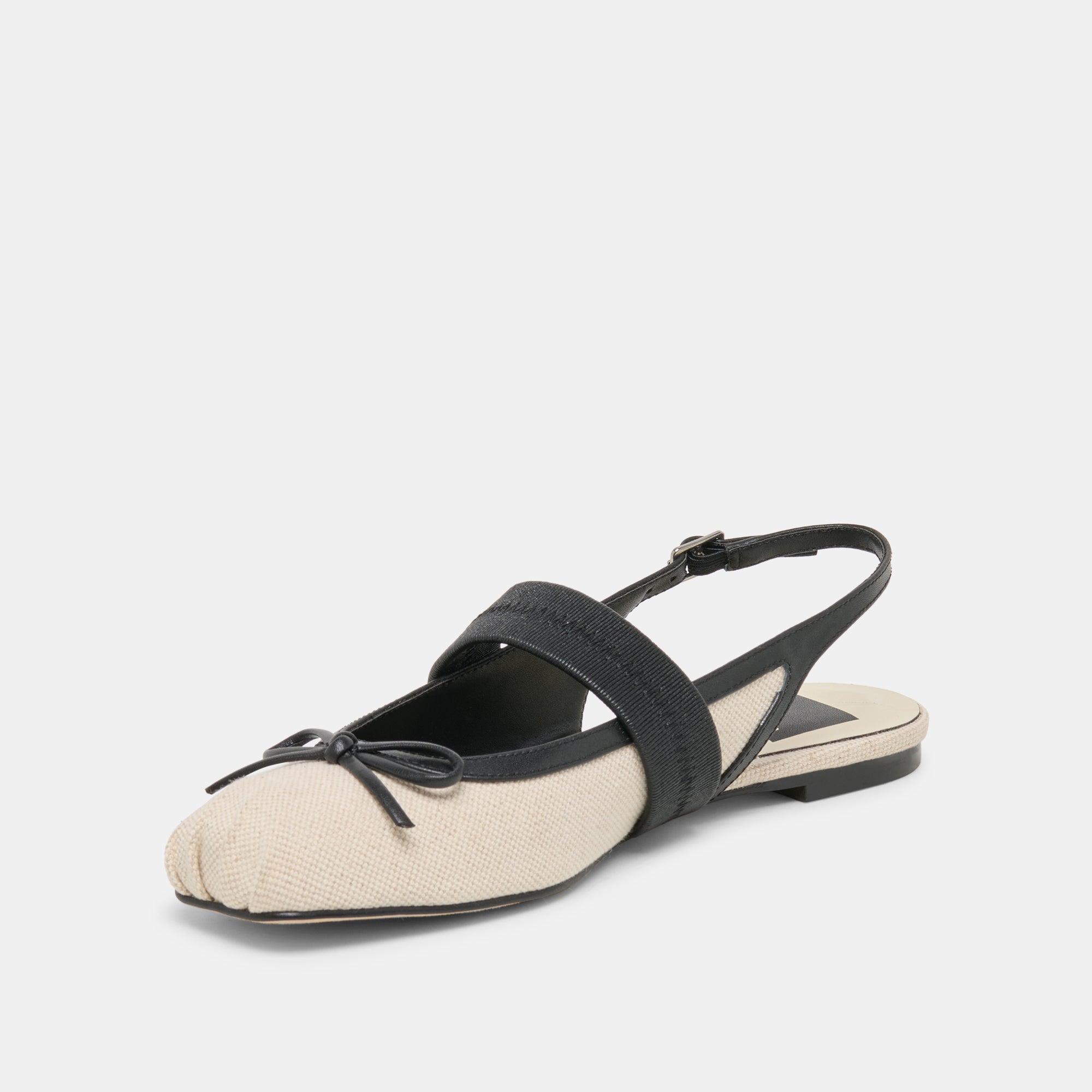 Grifan Natural Black Linen Flats / Dolce Vita