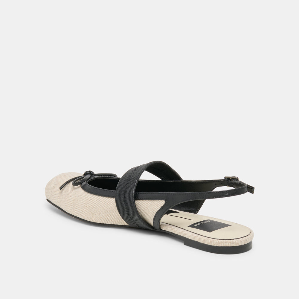 Grifan Natural Black Linen Flats / Dolce Vita