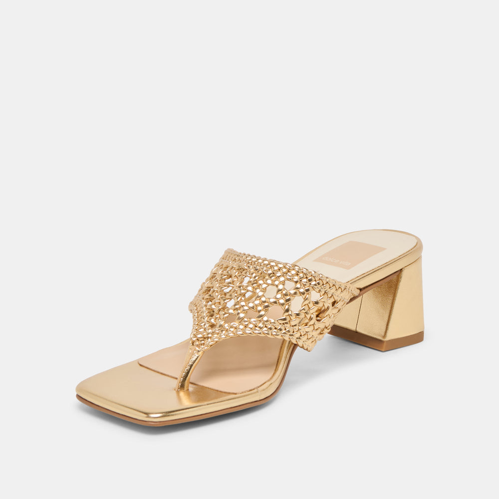 Barlo Gold Woven Stella Heels / Dolce Vita