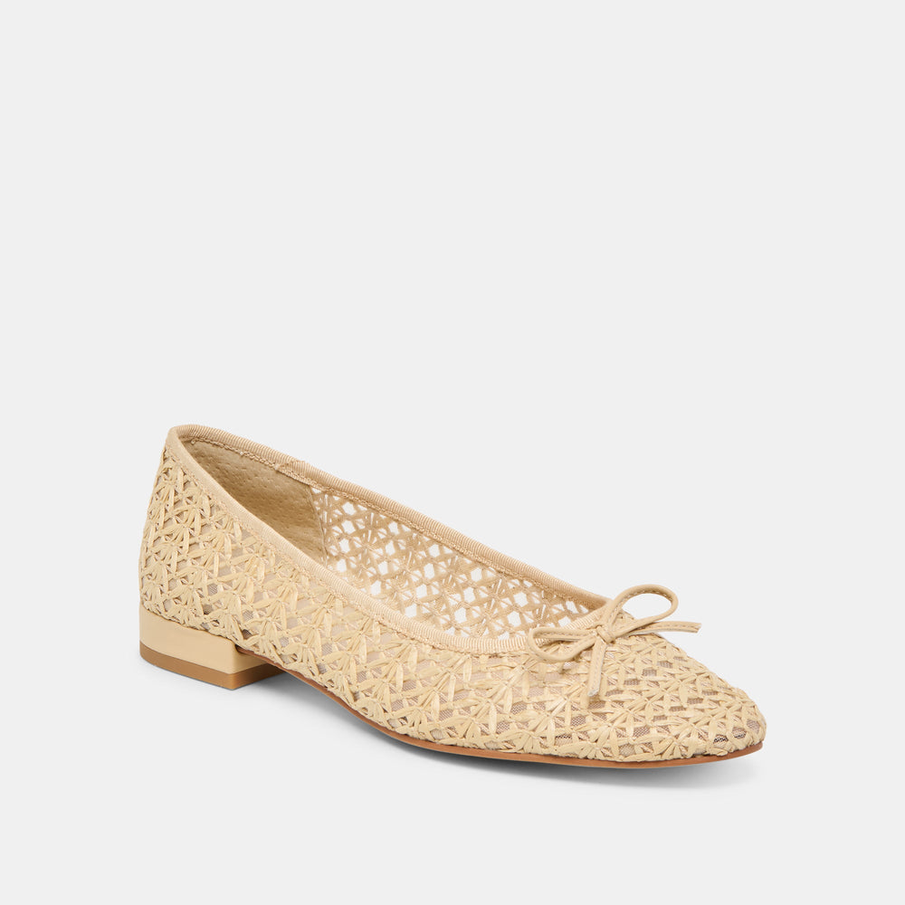Ulicia Lt Natural Cross Hatch Raffia Ballet Flats / Dolce Vita