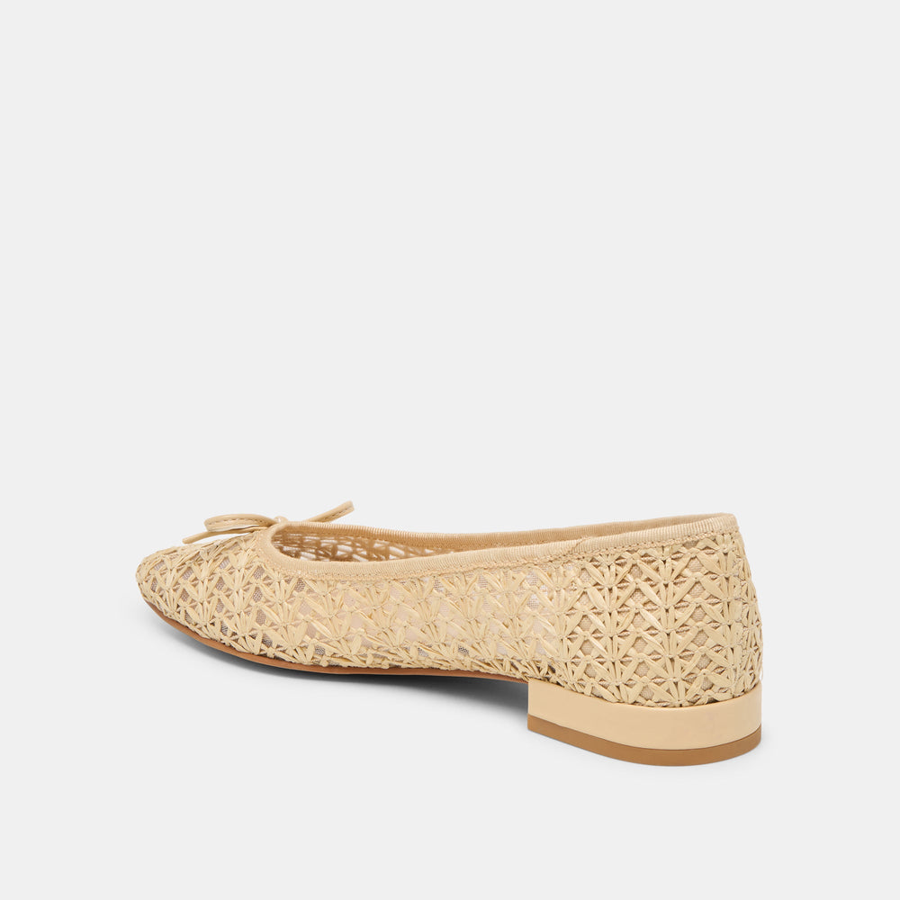 Ulicia Lt Natural Cross Hatch Raffia Ballet Flats / Dolce Vita
