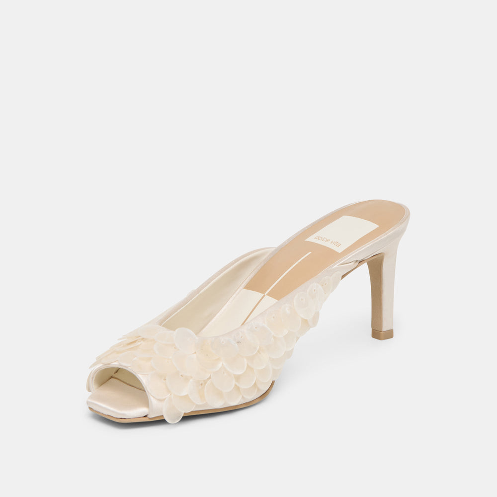 Samary Confetti Off White Satin Heels / Dolce Vita