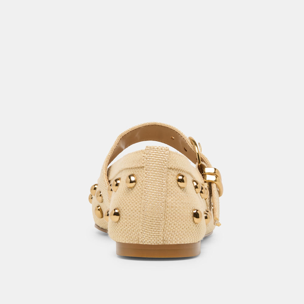 Mikel Stud Lt Natural Raffia Ballet Flats / Dolce Vita