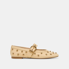 Mikel Stud Lt Natural Raffia Ballet Flats / Dolce Vita