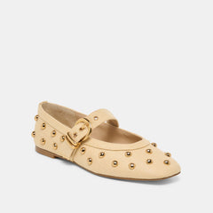 Mikel Stud Lt Natural Raffia Ballet Flats / Dolce Vita