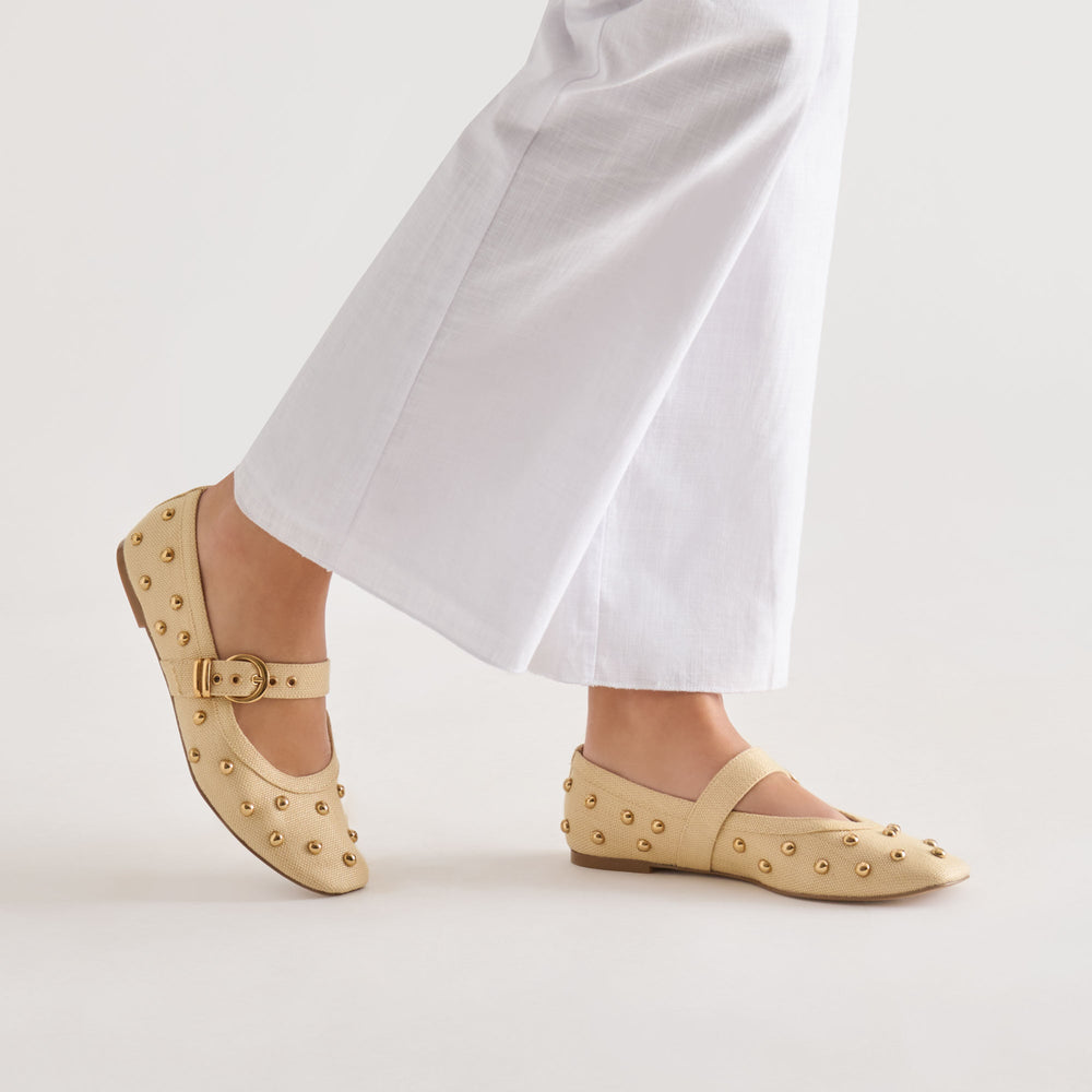 Mikel Stud Lt Natural Raffia Ballet Flats / Dolce Vita