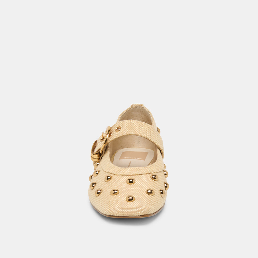 Mikel Stud Lt Natural Raffia Ballet Flats / Dolce Vita