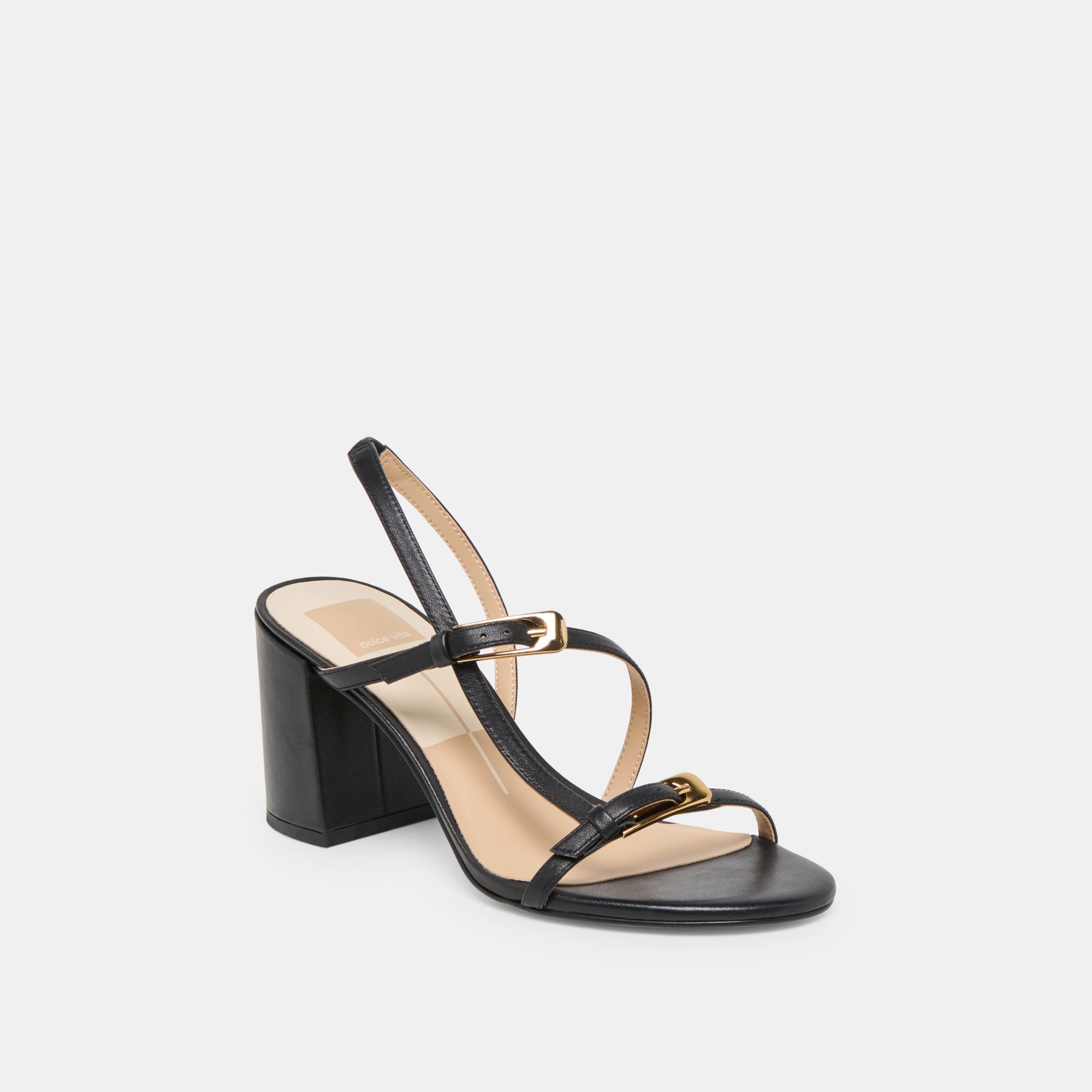 Faye Black Leather Heels / Dolce Vita