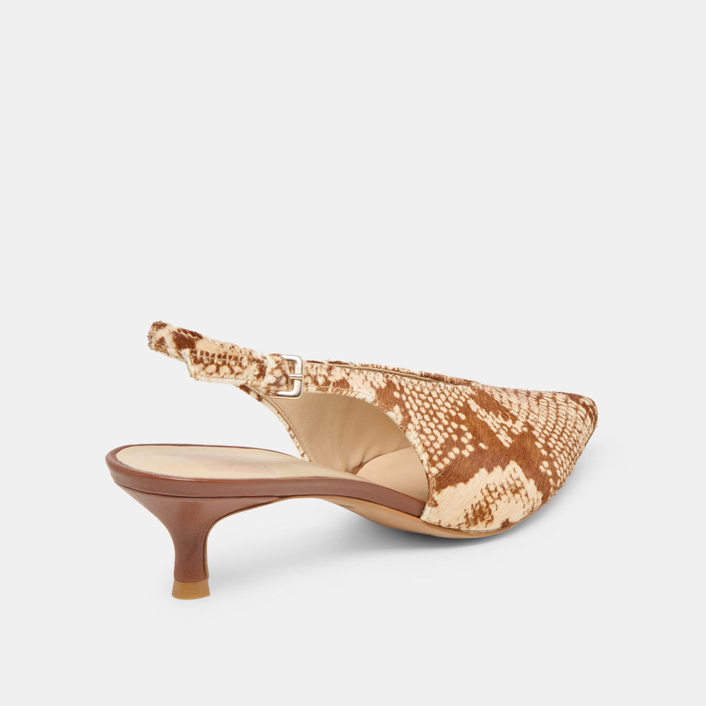 Alenna Brown Snake Calf Hair Heels / Dolce Vita